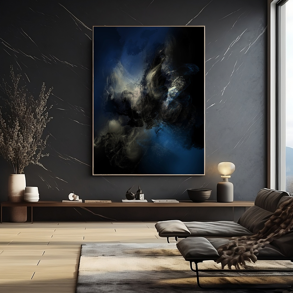 Luxury abstract painting with dreamy cosmic textures